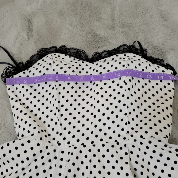 Vintage Style Black And White Lace Polka Dot Dress - Picture 7 of 9